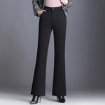 Women Plus Size High Waist Winter Fleece Velvet Plush Suit Pants Thicken Warm Office Flare Trousers Hot Lining 9XL 6XL