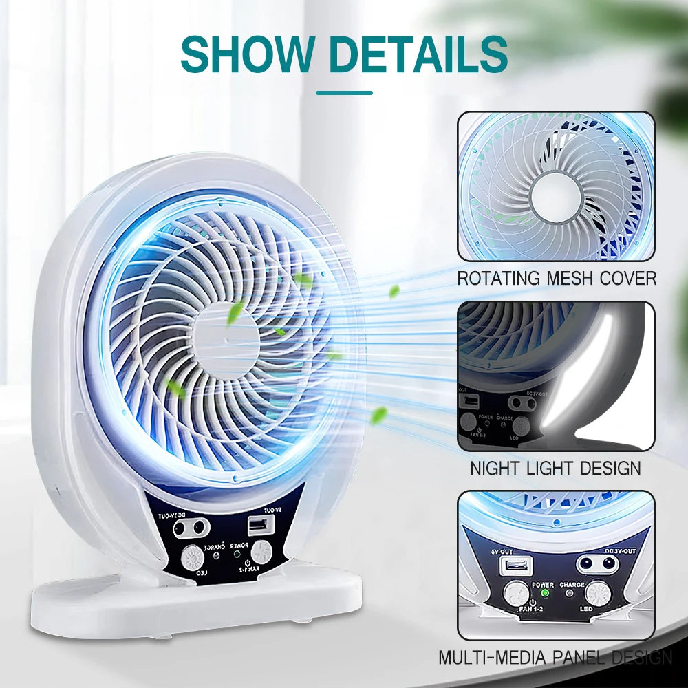 Energy Savers Rechargeable Camping Solar Powered Fan