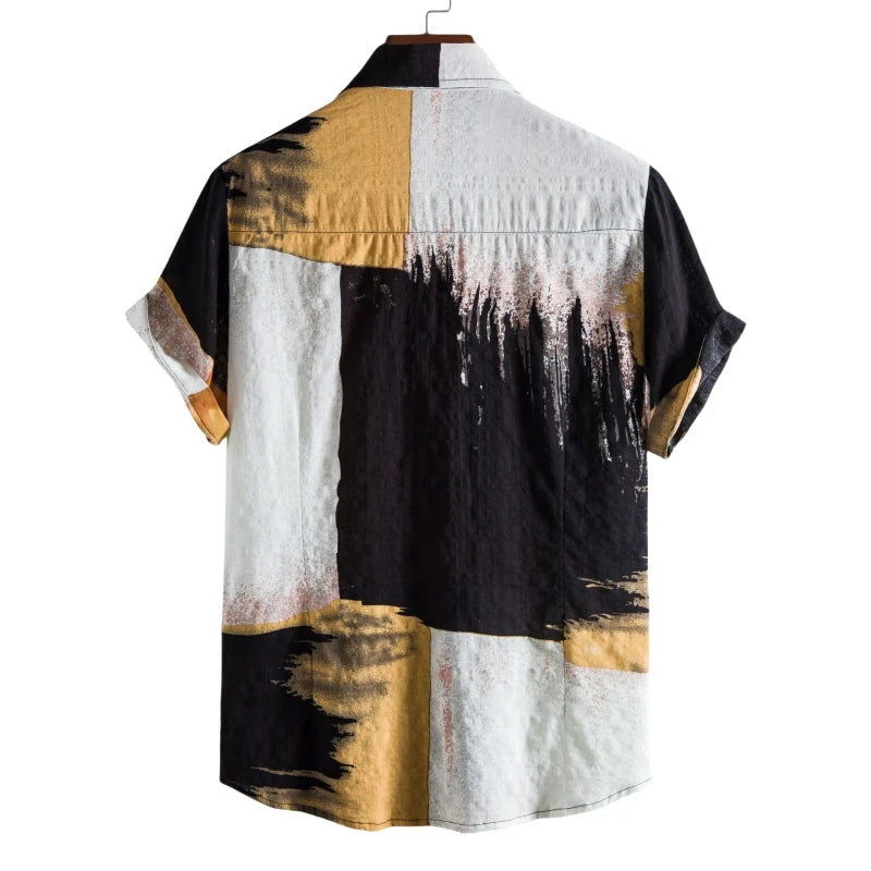 Abstract Art Cotton Linen Mens Shirt