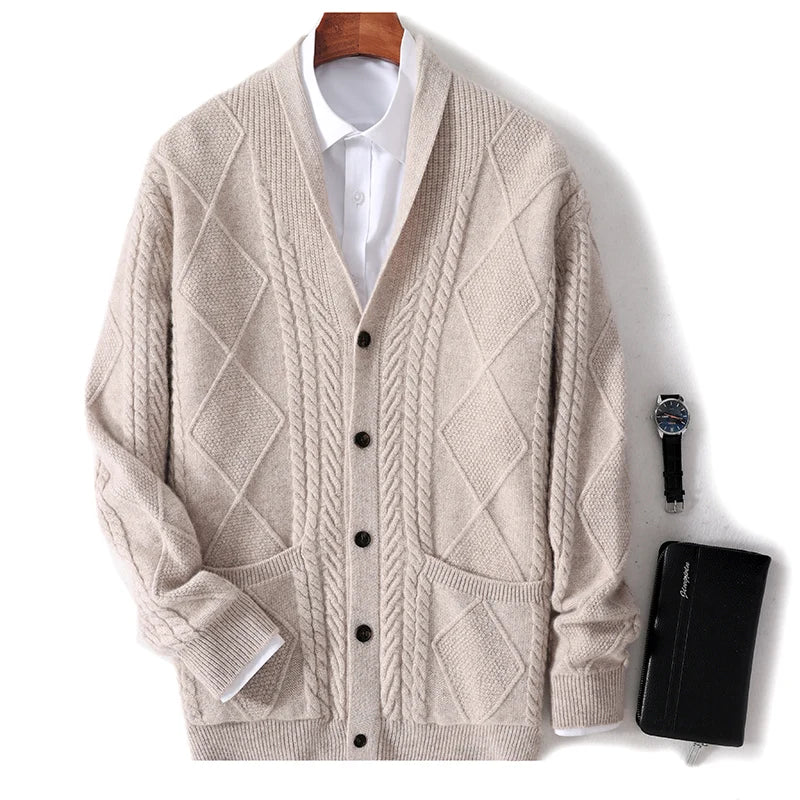 Stormy Mountain Merino Wool Cashmere Mens Cardigan