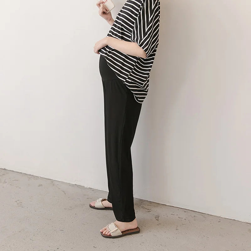 Gray Horizon Stripes Viscose Maternity Lounge Pants