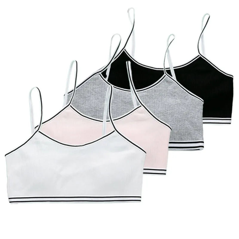 Spring Fushia 4Pcs Wireless Cotton Girls Bra