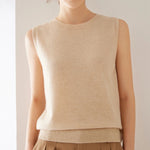 Spice Pear Sleeveless Knit 100% Cashmere Womens Tank Top