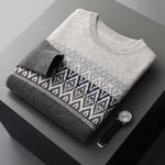 Aztec Knit 100% Wool Mens Sweater