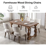 Linen Fabric Dining Chairs Set of 4 Upholstered Side Chairs Farmhouse Accent Chairs with Open Back Wood Legs for Dining Room