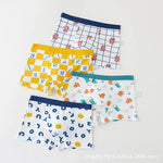 4PCS/Set Baby Boys Cartoon Print Underwear For 1-13Years Kids Double Layer Antibacterial Panties Children Cotton Boxers