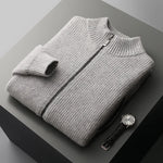 Autumn and winter new 100% pure sweater men's round neck cardigan loose thick sweater business casual cashmere sweater.