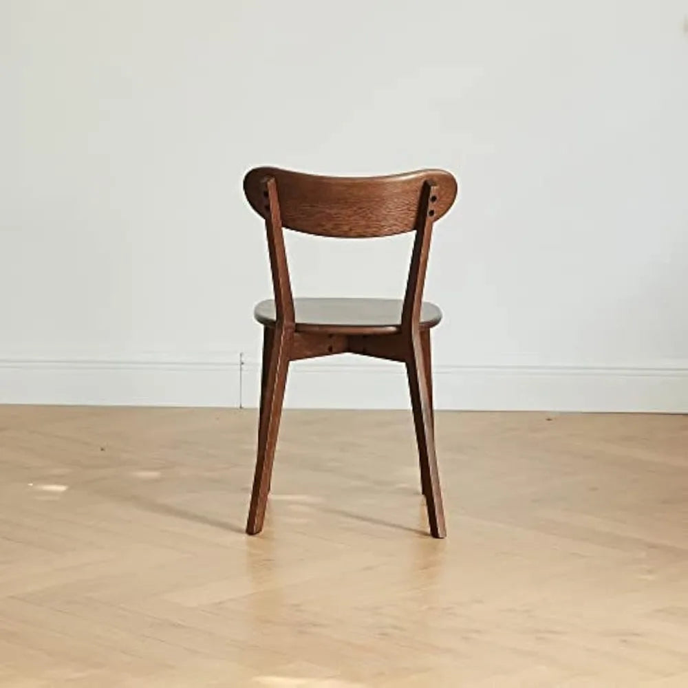 100% Solid Dining Chair FAS Grade Oak Natural Wood Made in North America, 2 Pieces, Walnut