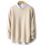 New 100% pure cashmere sweater in autumn and winter men's round neck thick pullover sweater business casual bottoming shirt wool