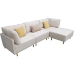 Golden Pear L-Shaped 4 Seat Cotton Linen Sofa with Pillows