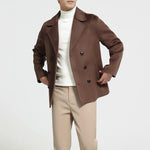 2025 Men's Double-Sided Woolen Short 100% Pure Wool Coat Autumn and Winter Korean Slim Fit Lapel Jacket Warm Coat