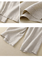 Olive Grove Calf-Length Wide Leg Cotton Linen Womens Pants