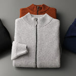 100 pure cashmere sweater men's Cardigan full zip coat 2023 winter loose large size thickened brand sweater trend