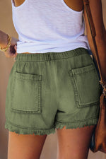 Scenic Forest Frayed 100% Cotton Denim Shorts | Hypoallergenic - Allergy Friendly - Naturally Free