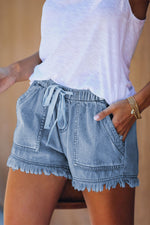 Scenic Forest Frayed 100% Cotton Denim Shorts | Hypoallergenic - Allergy Friendly - Naturally Free