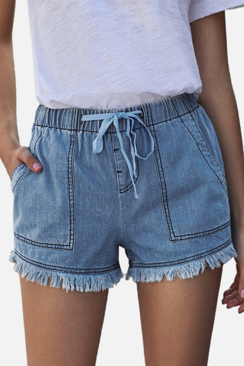 Scenic Forest Frayed 100% Cotton Denim Shorts | Hypoallergenic - Allergy Friendly - Naturally Free