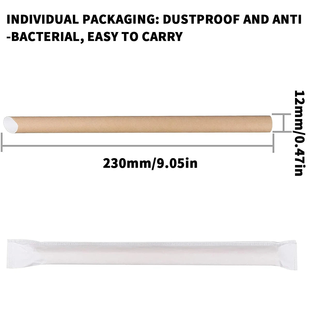 Healthy Eats 100pcs Biodegradable Paper Straws Single Packs