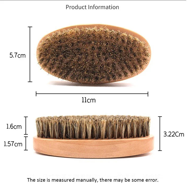 Fur Hair Brush Men Bristle Barber Accessories Professional Beard Brush Wooden Comb Boar Bristle Hairbrush Beard Styling Tools