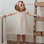 Pink Dahlia Bamboo Linen Girls Dress