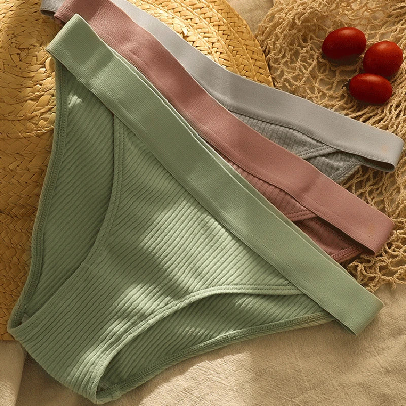 Pastel Green Comfort Stripes 2 Pcs Cotton Womens Underwear