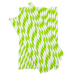 Healthy Eats 50 Pack Green & White Stripes Disposable Paper Straws