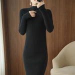 Snow White Long Sleeve Knit Sweater Cashmere Womens Dress