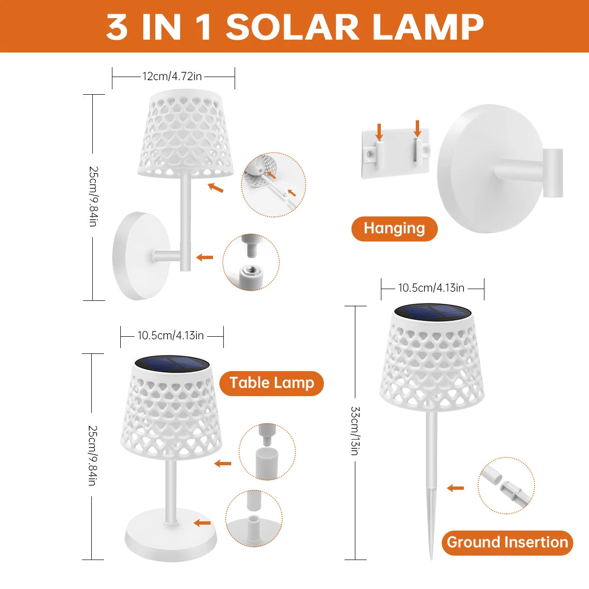 Energy Savers 3in1 Solar Patio Outdoor Desk Cordless Solar Table Lamp