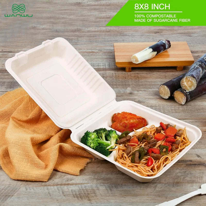 Healthy Eats 50-Pack Disposable Plate Biodegradable Sugarcane Containers