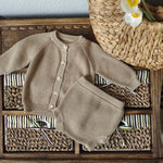 Sand Desert Knit Cotton Baby Sweater & Shorts Set