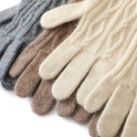 Women Cashmere Knitted Gloves Autumn Hand Warmer Winter Thicken Lining Full Fingered Mittens Skiing Short Wrist Wool Gloves Warm