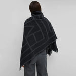 Sandy Wind Geometric Oversized Cashmere Wool Womens Scarf