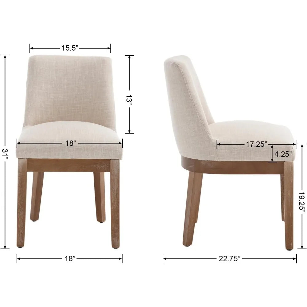 Modern Dining Linen Wood Chairs Set