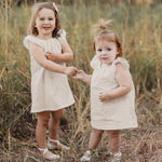 Pink Dahlia Bamboo Linen Girls Dress