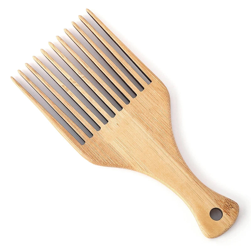 Anti-static Natural Bamboo Hair Pick Comb Scalp Massage Long Tooth Detangling Combs Afro Hair Lift Styling Accessories