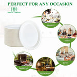 Healthy Eats 50-Pack Round Biodegradable Sugarcane Paper Plates for BBQ, Parties, Dinner, and Picnics