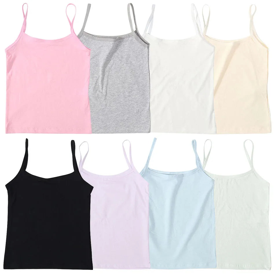 Girls Development Period Solid Color Cotton Soft Breathable Underwear Vest Girls Anti ExposureSafety Underwear Girl Vest