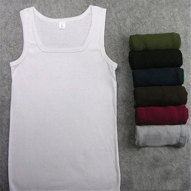 Unisex Solid Square Neck Ribbed Tank Top Lovers Sleeveless T Shirt Classic White Black Elastic Vest Women Men Sport Gym Tank Top