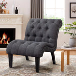 1Pc Natural Oasis Linen Accent Chair for Bedroom Living Room Lounge with Wood Legs