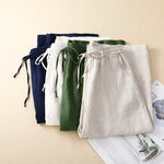 Olive Grove Calf-Length Wide Leg Cotton Linen Womens Pants