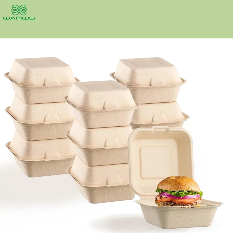 Healthy Eats 50-Pack Biodegradable Flip Top Sugarcane Food Containers