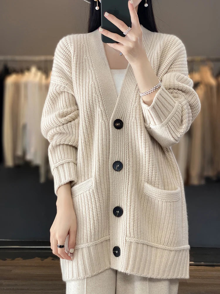 Maple Cinnamon 100% Merino Wool Cardigan