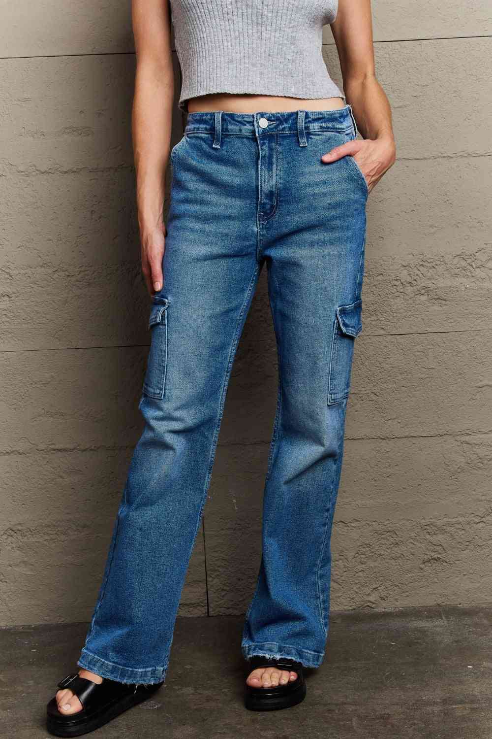 Serene Seas Cargo Flare Cotton Denim Jeans | Hypoallergenic - Allergy Friendly - Naturally Free