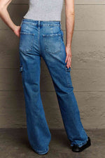 Serene Seas Cargo Flare Cotton Denim Jeans | Hypoallergenic - Allergy Friendly - Naturally Free