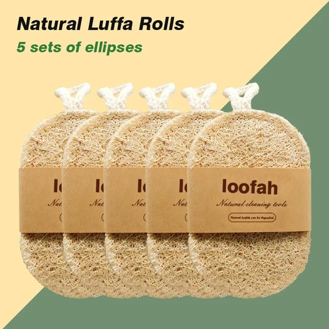 Natural Luffa Dish Towel Washing Cloth Sponge Loofah Scrub Pad Dish Pot Oil Stain Removing Scrubber Kitchen Clean Brushes Pad