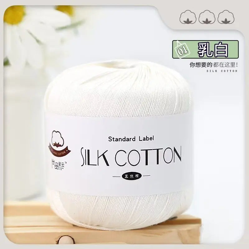 Lace Thread Silk Cotton Thread Pure Hand-woven Doll Material Package Crochet Wool Ball Worsted Silk Cotton 100%