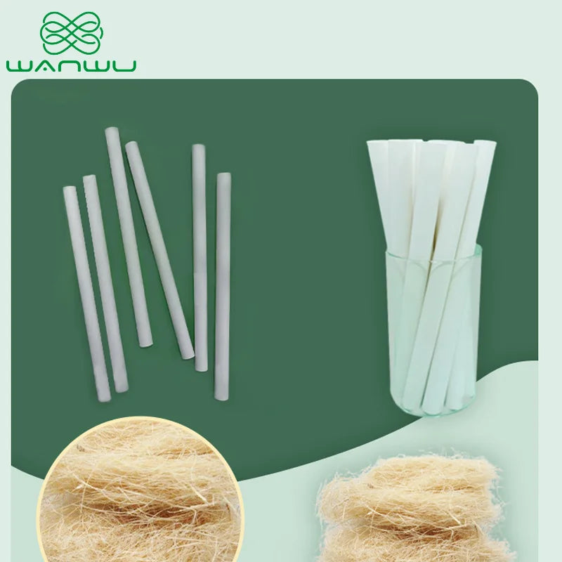 Eco-Friendly Biodegradable and Compostable ，Convenient Bamboo Fiber Straws for Drinks, Perfect for Parties ，210mm，50pack