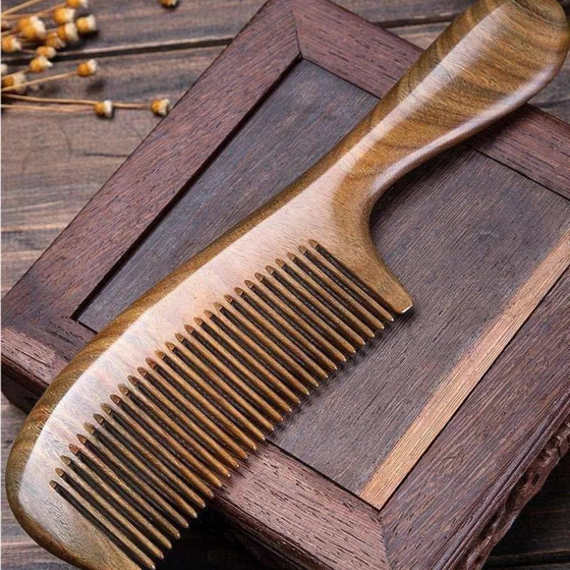 Natural Handmade Sandalwood Hair Comb Anti-Static Hair Detangler Wooden Combs Fine Wide Tooth Wood Comb for Men, Women, Kids