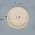 7 8 9 Inch Disposable Paper Plates Natural Sugar Bagasse Plate Camping Picnic Eco-Friendly Unbleached Biodegradable Plate 10pcs