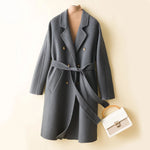 Black Ice Double-sided Cashmere 100% Wool Womens Coat