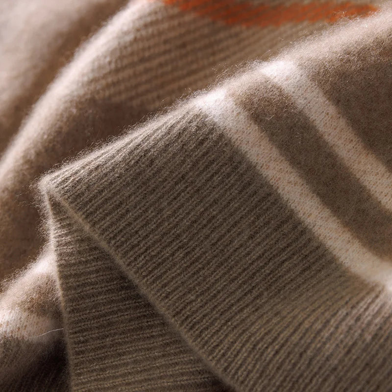 Spice Stripes 100% Merino Wool Mens Sweater